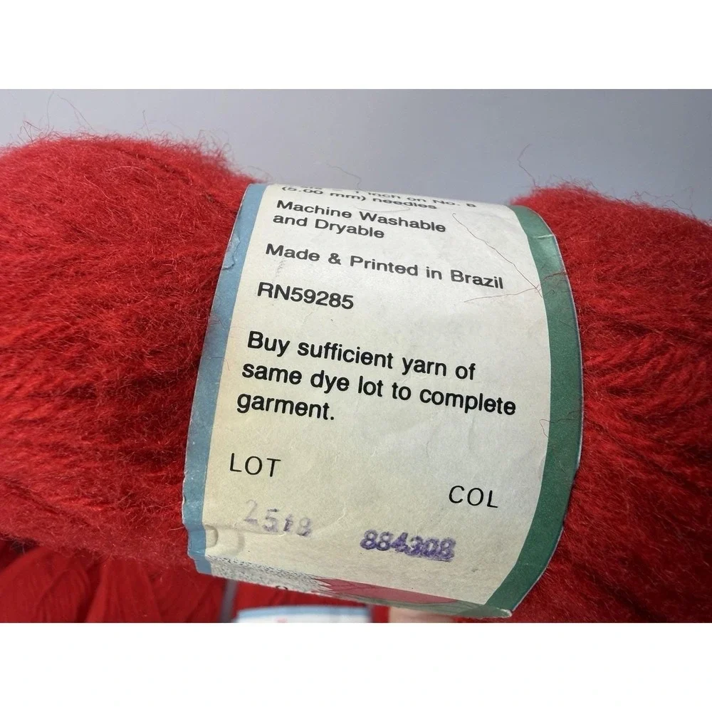 Good Shepherd Tulip Yarn Color 884308 Red  Brazil 100% Acrylic Lot Of 10
